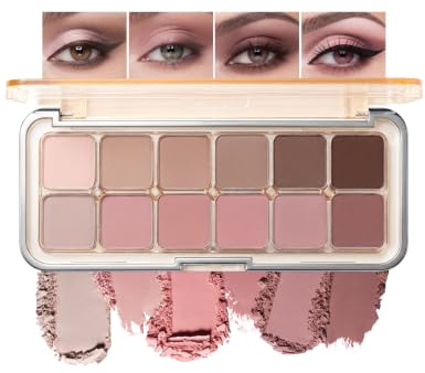 Jutqut Palette di ombretti rosa con finitura opaca, 12 colori, #3