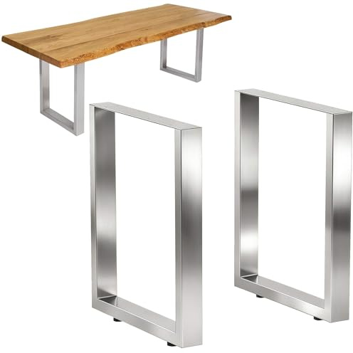 DanDiBo 2X Tischbeine Edelstahl 72 x 70 cm Tischgestell Höhenverstellbar 96672 Tischfüße Möbelfüße Tischkufen Esstisch Beine (72 x 70 cm)