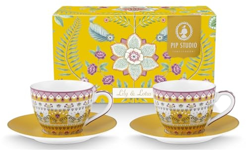 Pip Studio Lily&Lotus Yellow Espressotasse mit Untertasse 0,12l Set2