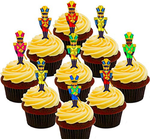 Nutcrackers - Christmas Edible Cupcake Toppers - Pre-cut Wafer Cake Decorations (Pack of 28)