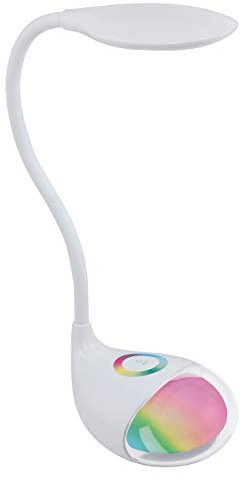 EGLO LED Tischlampe Cabado 1, Tischleuchte mit Touch, neutralweiß, dimmbar, Lampenfuß mit RGB Farbwechsel, Schreibtischlampe Kinder aus Kunststoff in Weiß, LED Nachttischlampe