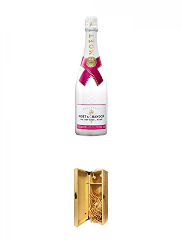 Moet Chandon Imperial Ice - ROSE - Champagner 0,75 Liter + 1a Whisky Holzbox für 1 Flasche mit Hakenverschluss