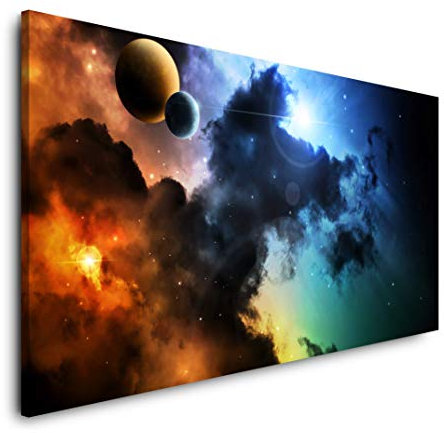 Paul Sinus Art 120x60cm Weltall und Planeten Panorama Leinwand Bild XXL Format WohnzimmerDeko Kunstdrucke