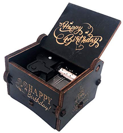 Youtang Spieluhr Happy Birthday aus geschnitztem Holz, Uhrwerk-Mechanismus, Geschenk für Weihnachten, Geburtstag, Valentinstag