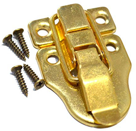 5 Pcs Bronze Latch Hasps Decorative Vintage Locks with Hook Clasp Closure for Jewelry Case Wooden Box Chest Suitcase Briefcase Gold (Length:2-3/8, Width:1-5/8)
