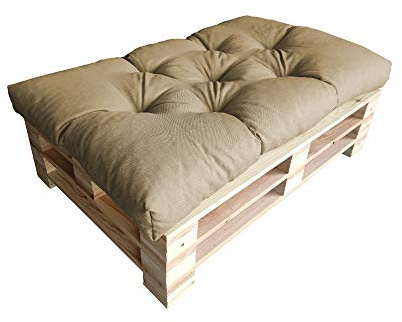 chilly pilley Palettenauflage Schaumflocken palettenkissen Palettenpolster Palettenmöbel Palettensofa Rückenlehne Sitzkissen Seitenkissen Set (Sitzkissen 120 x 60 Beige)