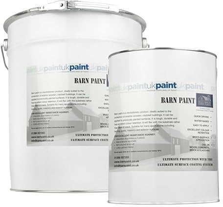 UK PAINT - Acrylic Barn Paint - 5L - White Semi Gloss Finish