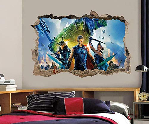 CSCH Wandtattoo Thor Ragnarok Super Filmheld 3D Smashed Wandaufkleber Aufkleber Dekor Kunst Wandbild