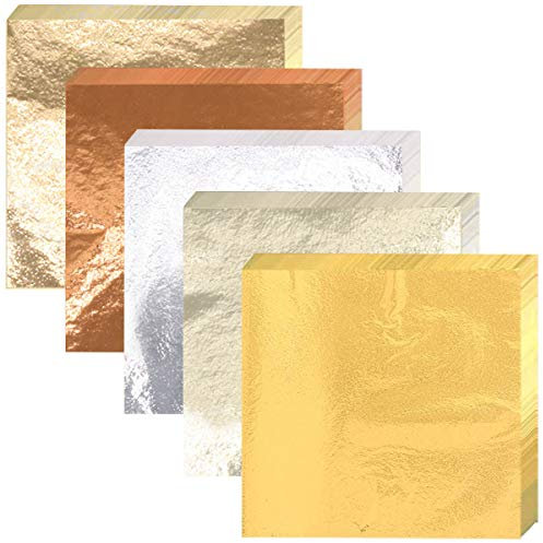 250 Blätter Imitation Blattgold Gold Blatt Blatt für Kunst,Goldfolienpapier,Blattgold zum Basteln Schlagmetall Kunstprojekt,für Kunst,Vergoldung Handwerk,Dekoration, Möbel,Nägel, Wand, DIY(8.5*8cm)