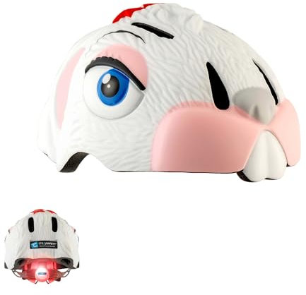 Crazy Safety Kinder Fahrradhelm | Fahrradhelm Kinder 2-7 Jahren für Fahrrad, Skateboard, Radsport, Laufrad, Tretroller, Inlineskates | Leichter und Verstellbarer 3D Tierhelm 49-55 cm (Hase Weiß)