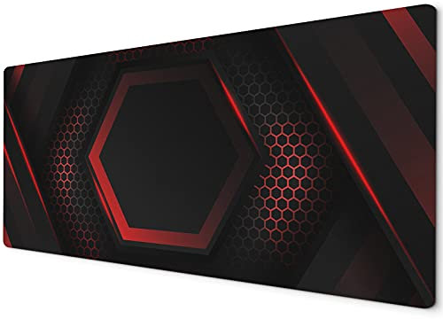 Large Gaming Mouse Mat - XL Desk Pad - 60 x 30cm - Black Neon Red