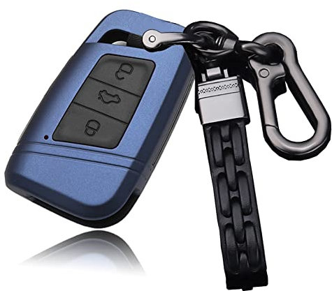 ontto Autoschlüssel Hülle Passt für VW Tiguan Golf 7 MK7 Jetta Arteon Magotan Atlas Passat B8 Skoda Superb A7 Kodiaq in ABS Schutzhülle Schlüsselhülle Cover mit Schlüsselanhänger Schlüsseletui-Blau