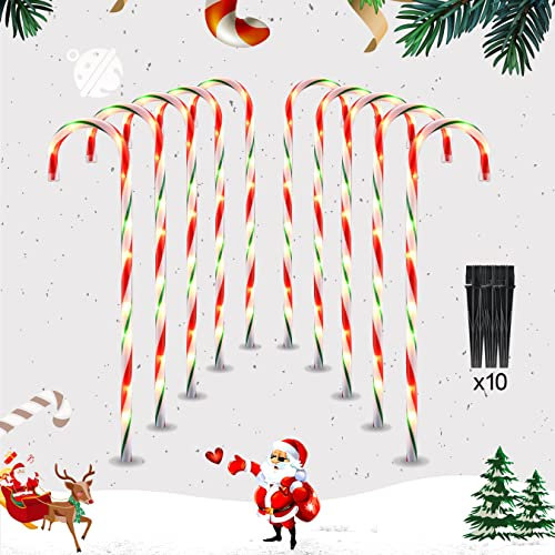 Weihnachts-Zuckerstangen-Weglichter, Weihnachts-Zuckerstangen-Lichter, 66 cm (10 Stück, rot und grün)