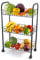 Vivo Technologies 3 Tier Fruit Vegetable Trolley Basket Rack Kitchen Storage with Wheels, Storage Rack with Organizer Baskets for Fruits, Vegetables, books, tools Storage, Black