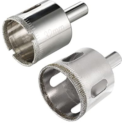sourcing map 32mm, 35mm Diamond Coated Hole Saw Drill Bits for Glass Ceramic Tile Marble Rock Porcelain 2pcs