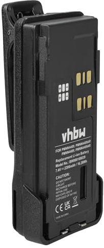 vhbw Akku Ersatz für Motorola PMNN4409 | PMNN4409AR, PMNN4409BR für Funkgerät, Walkie Talkie (2200 mAh, 7,4 V, Li-Ion) + Gürtelclip