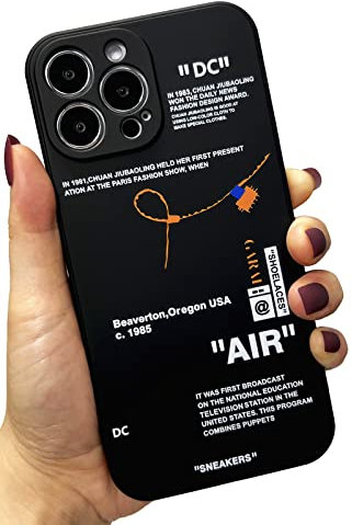 Yahiboo Classic Cool Sport Shoes Brand Silicone Case for iPhone 12 6.1 inch, Slim Fit & Ultra Thin Soft Silicone Shockproof Bumper Cover for iPhone 12 with Cool Label Pattern(Black)