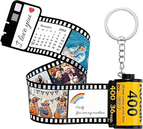 SOUFEEL Film Roll Keychain Customized with Picture Text Personalized Keychain Camera Roll Memory Reel Keychain Keyring Gifts