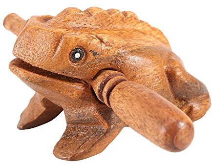 Wooden Frog Guiro Handcrafted Thai Lucky Frog - Realistic Croaking Sound Percussion Instrument for Music & Good Luck Charm (5.8CM, No. 1)