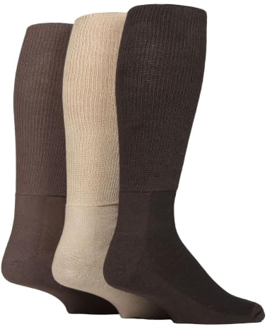 IOMI 3er Pack Kniestrümpfe Diabetiker Socken Ohne Gummi Extra Weit Bambus Diabetikersocken | Gesundheitsstrümpfe für Geschwollene Füße