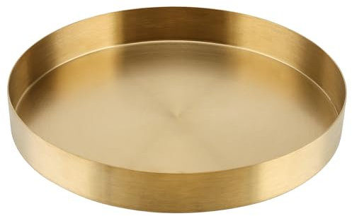 NAMYEUT Gold Rundes Deko Tablett, Schmucktablett Gold, Dekorative Tablett für Schmuck, Kerzen, Make-up, Tee-Set