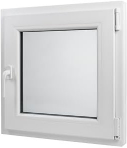 Kunststoff Fenster Dreh/Kipp 60 cm x 60 cm Anschlagrichtung Rechts inklusive Fenstergriff