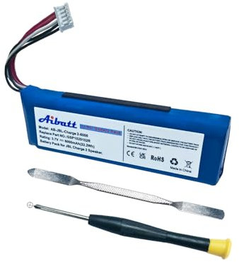 Aibatt 6000 mAh Replacement Battery for JBL Charge 2 Plus, Charge 2+ Version 1 Speaker, Replacement for JBL GSP1029102 Battery, MLP912995-2P Battery (3.7 V/Li-Polymer)