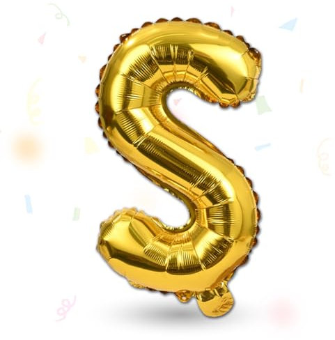 FUNXGO Folienballon Buchstaben gold S - Buchstaben Luftballon Klein S - ca. 40cm Nur Luftfüllung - Ideal für Geburtstag, Hochzeit & Party Deko - Ballon Buchstabe S gold