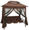 Gecheer Gazebo Convertibile Panchina a Dondolo Caffè,Gazebo da Esterno,Gazebo Pergola con Telo,Padiglione da giardino,Tenda per feste,Gazebo per barbecue,#3