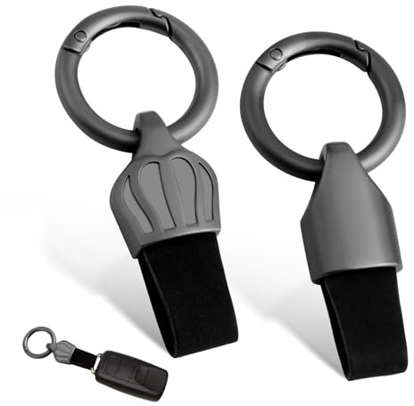 NQEUEPN 2 Stück Auto Schlüsselanhänger, 2 Stile Leder Auto Schlüsselanhänger Clips Schnalle aus Zinklegierung Schlüsselanhänger Halter mit Schlüsselring für Männer und Frauen (Mattgrau)