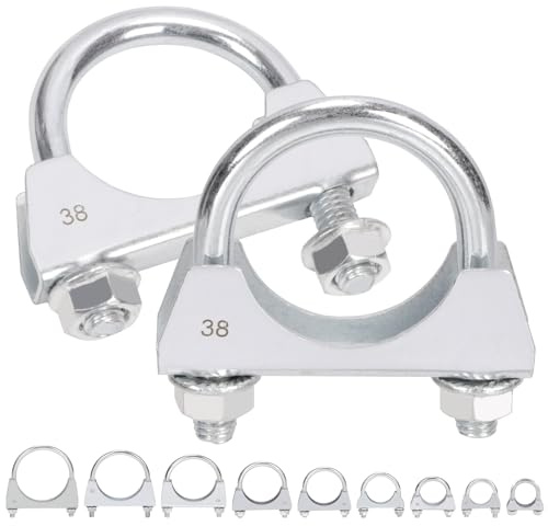 Mardatt Lot de 2 pinces 38mm d'échappement en U en acier inoxydable pour manchon d'échappement, crochet d'échappement en U