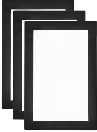 QUARKZMAN 3 Stück A6 Magnetrahmen, Info-Rahmen Selbstklebend Aufklappbarer Magnetrahmen mit Magnetverschluss, Bilderrahmen für Dokumente, Poster, Hinweise,Schwarz (18 x 12.5cm)