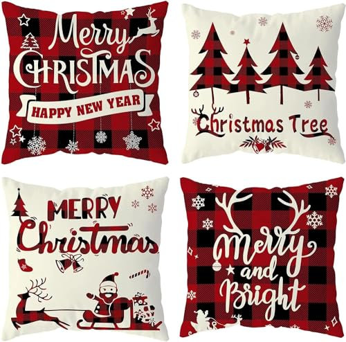 Weihnachten Dekoration Weihnachtskissen Weihnachtskissenbezug 45x45 Weihnachts Kissen Christmas Tree Kissenhülle Pillow Covers Decoration Innen Kissenbezüge Weihnachtsmann Xmas Geschenke für Frauen