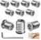 BOUMVID Tuercas Roscadas Hexagonales Insertos de Madera M6 x 13mm, 10 Piezas Tuercas de Insertar Roscados Hexagonal Remaches, Tuerca de Inserción Cabeza Plana para Muebles de Madera