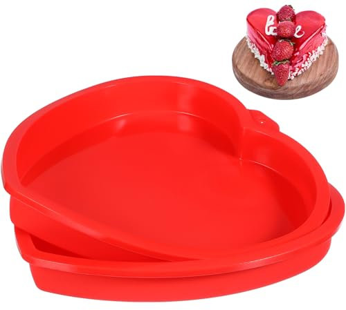 Baluue 2pcs Heart Shaped Cake Tin, 8 Inch Silicone Love Moulds, Non-Stick Reusable Pans Nonstick Cheesecake Baking Mould for Muffins Puddings Bread
