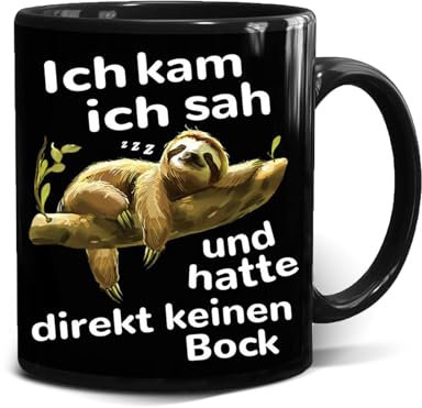 Merrwon Faultier Tasse mit Spruch - 330ml Keramik Kaffeetassen - Lustiger Geschenk für Morgenmuffel und Bürohelden, mikrowellengeeignet spülmaschinenfest