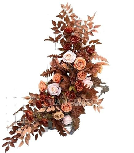 Arco redondo de flores de seda para decoración de ventanas, accesorios de boda, hoja de escenario en T (café oscuro alto) M)