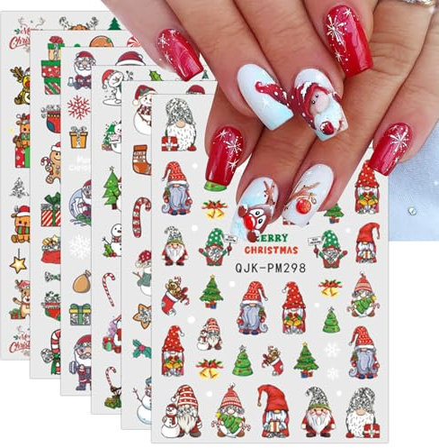 Nagelsticker Weihnachten, 9 Blatt Selbstklebend Nagelaufkleber Nail Art Sticker Dekoration Nageldesign Zubehör