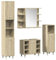 vidaXL Badmöbel Set 4-TLG., Badschrank mit Stauraum, Waschbeckenunterschrank für Badezimmer, Hochschrank Badezimmermöbel, Sonoma-Eiche Holzwerkstoff