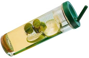 SUNGOOYUE Bouteille D'eau en Plastique Transparente de 700ml avec Paille, Tasse de Jus Portable, Bouteille de Boisson pour les Activités de Plein Air (Vert gazon)