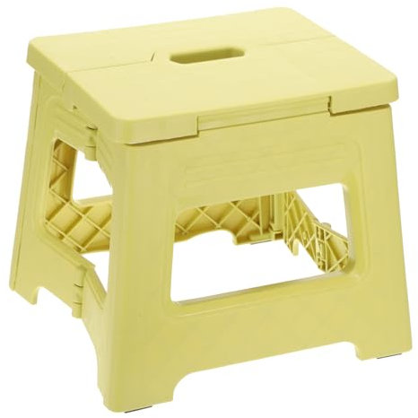 sourcing map Marchepied pliable de 20,3 cm pour adultes, capacité de 40 kg, tabouret antidérapant avec poignée, petit marchepied pliable, jaune pour salle de bain, chambre à coucher, cuisine