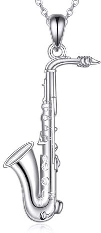 ONEFINITY Saxophon Kette 925 Sterling Silber Instrument Saxophon Anhänger Musik Schmuck für Damen