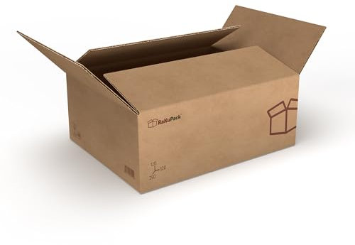 RaKuPack Versandkarton 100 Stück Faltkarton 320x250x120mm Innenmaß (32x25x12cm) Verpackungskarton bedruckt Warensendung Karton braun Faltschachtel Paket Versandschachtel Kartonage verschiedene Größen