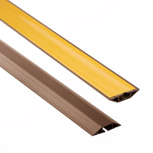 Quest Kabelbrücke PVC trapezförmig 60 mm selbstklebend - Braun, 200 cm | Überfahrbarer Kabelkanal mit 3 Kanälen schützt Kabel vor Tritten, starker Halt auf Boden & Wand, ohne Bohren