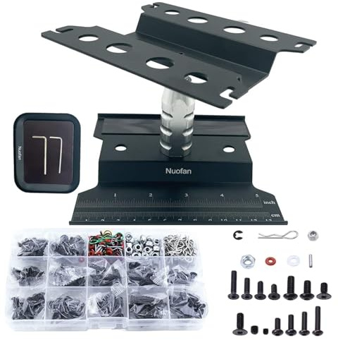 Aluminium RC Auto Reparatur Arbeitsständer Reparatur Werkzeugset 360 Grad Drehung und 610 Stück RC Schrauben Kit für 1/8 1/10 1/12 1/16 1/18 RC Auto LKW Waage Crawler (RC Arbeitsständer + RC Schrauben