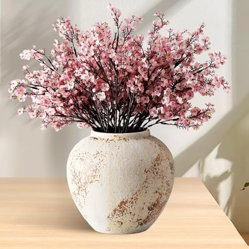JAKY-Global 12 künstliche Schleierkraut Blumen, Zuckerwatte Rosa - Kunstseide Halloween-Deko für Tischvase & Herbstdeko