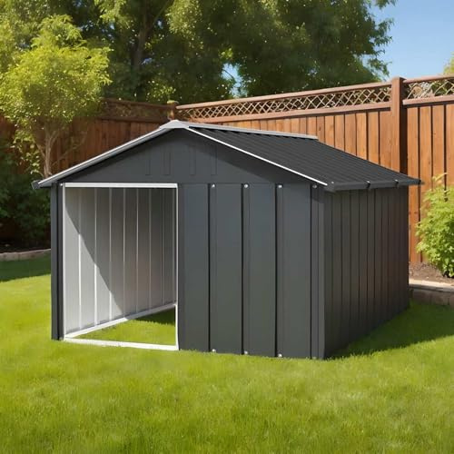 IKAYAA Recinto per Cani da Esterno Casetta per Cani Gabbia per Cani Box per Cani da Esterno Acciaio Zincato-Antracite-116.5 x 153 x 81.5 cm