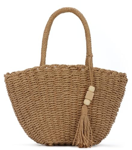 Syrads Bolso bandolera paja para mujer carteras y bolsos de hombro para vacaciones al aire libre