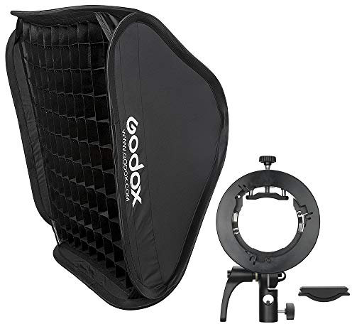 Godox 60 x 60cm Softbox Kit with S2 S-Mount Bowens Flash Holder with Grid, SGGV6060 Suitable for Studio Godox V1, AD200PRO, V860II, TT685, TT350, AD400PRO,V1PRO,V100