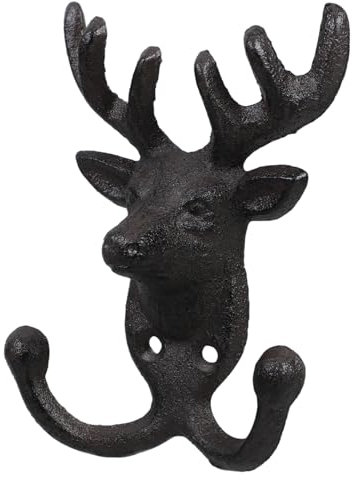 Veemoon Grosse Robuste Haken Aus Eisen Mit Hirschkopf Wandhaken Dekorative Wanddeko Kleiderhaken Zum Aufhängen Von Mantel Und Schlüssel Retro Stil Einzigartiger Wandhalter